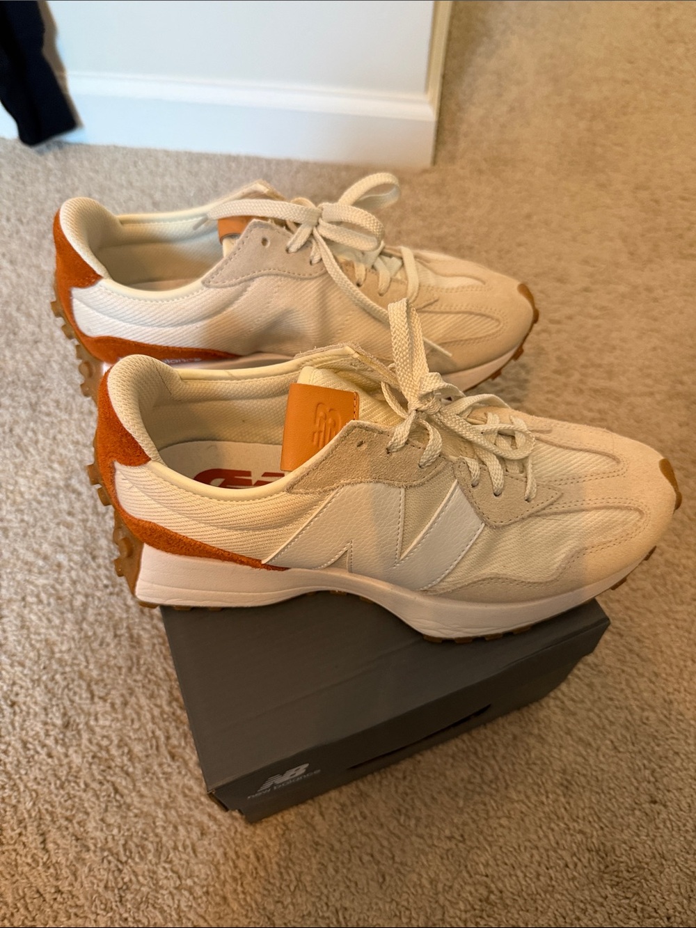 New Balance Women's Cream and Orange Retro Runner Sneakers